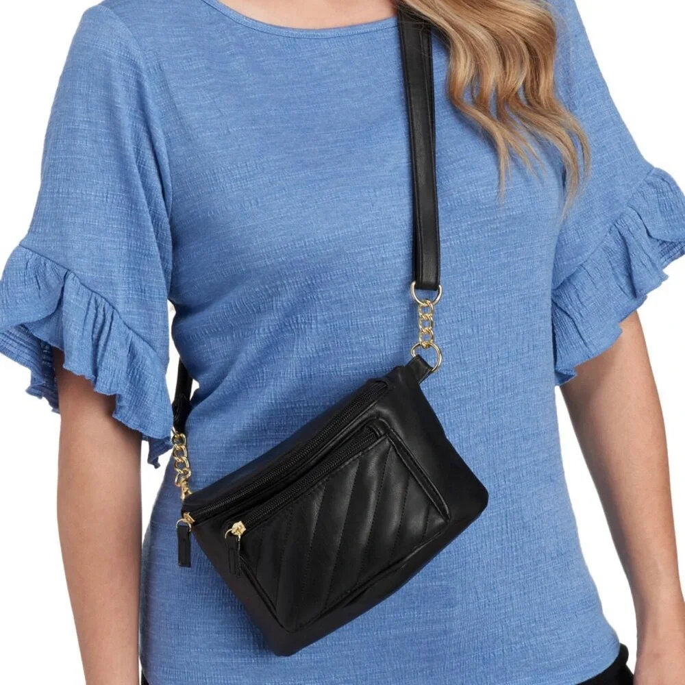 Mundi Connie Black Quilted Crossbody - Picture 1 of 12